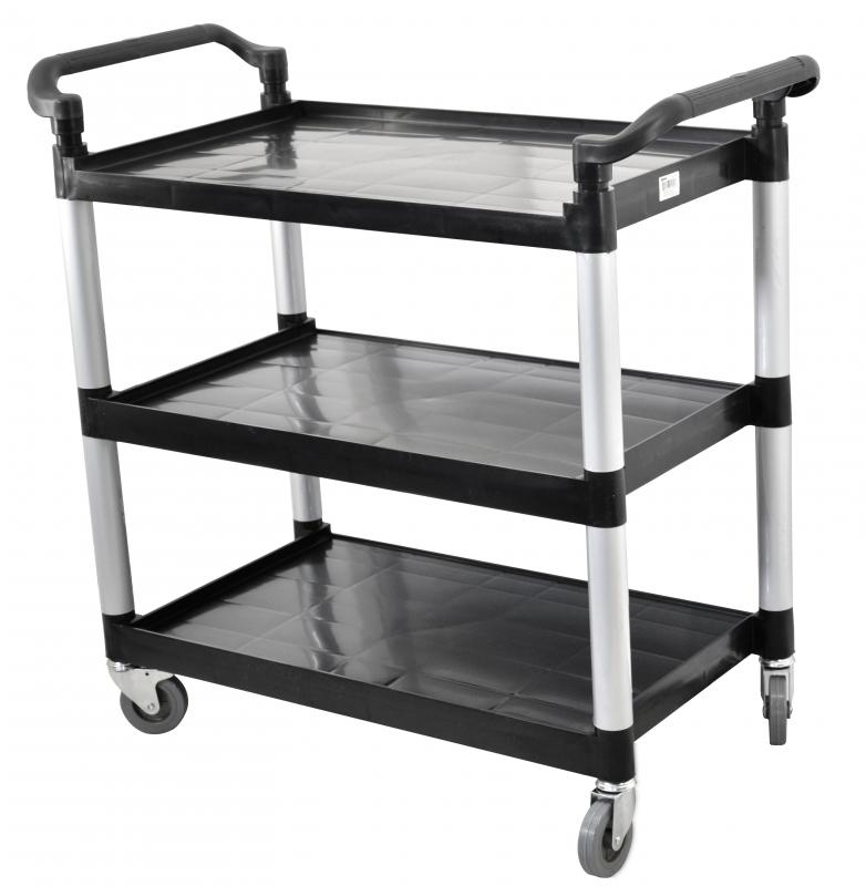 Black Plastic Bussing Cart with 19.5" x 31" tray size